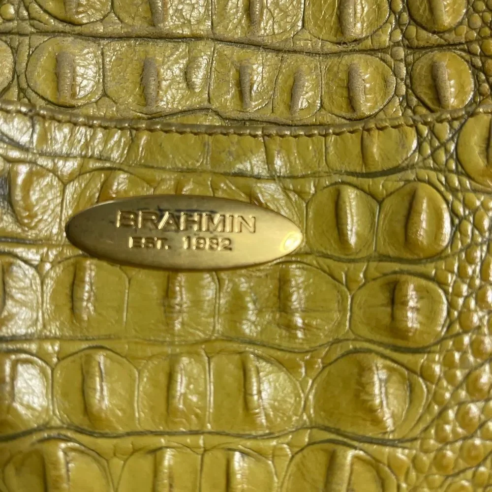 Brahmin Alden Melbourne Leather Tote Yellow shoulder bag gold tone hardwares.